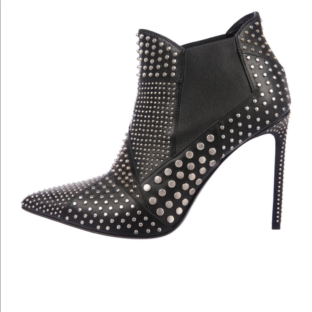 Saint Laurent Leather pointed-toe ankle booties